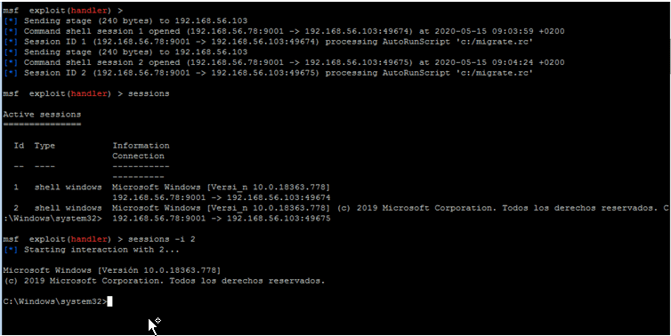 PSEXEC Metaexploit muestra