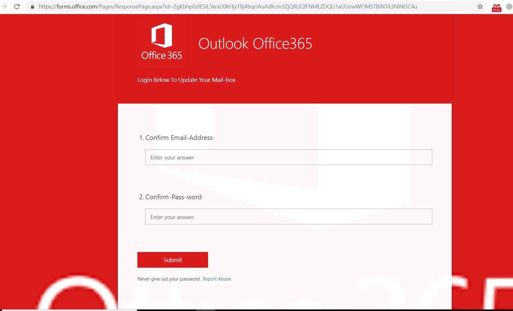 Phishing Microsoft Forms