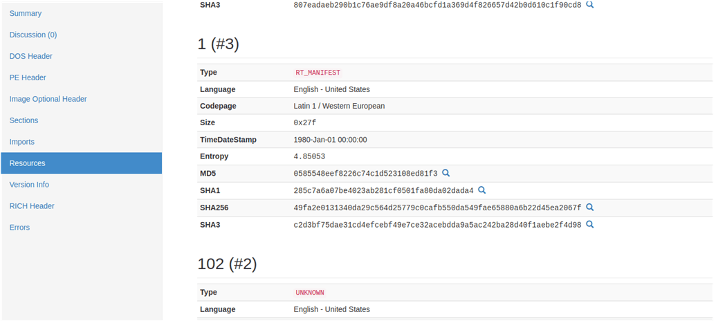 Fichero de Recursos Malware Wanncry