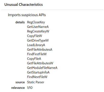 Caracteristicas inusuales