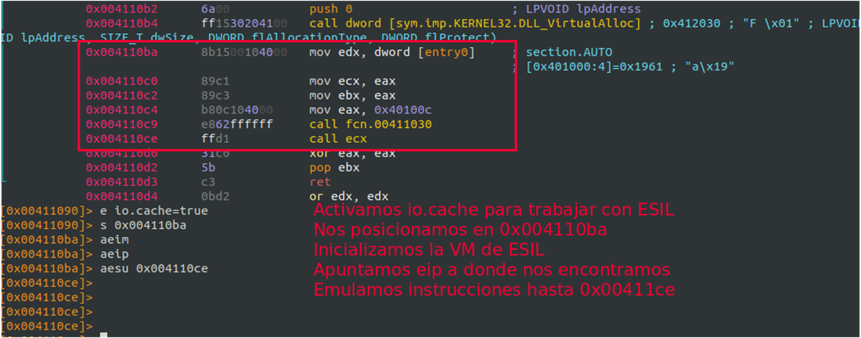 Trabajando con ESIL en Radare2
