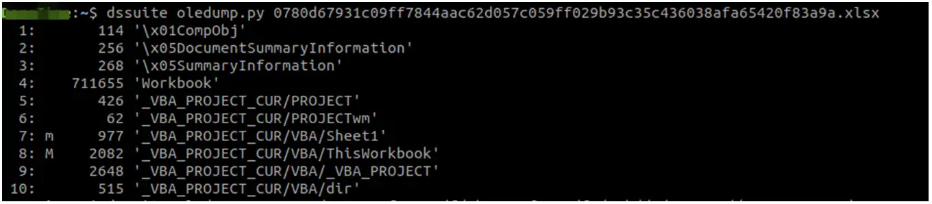 dssuite oleodump macro malware