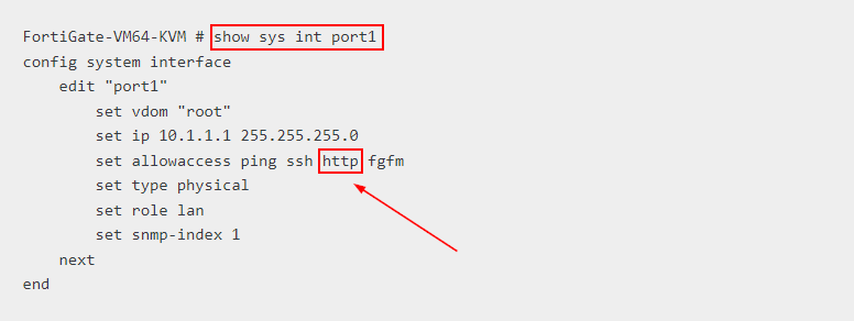 Acceso HTTP en Fortigate