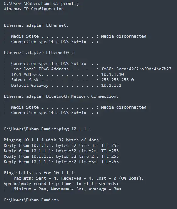 Configuración GNS3 en CMD equipo Windows