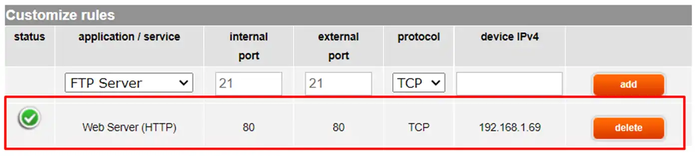 Crear regla de router