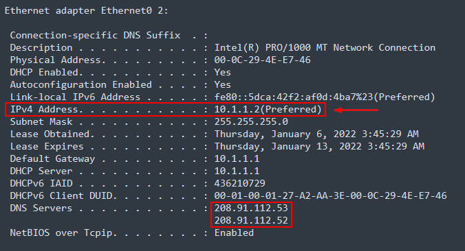 IP asignada por Fortigate en DHCP