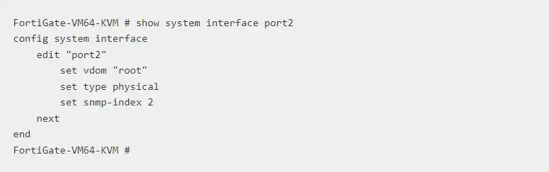 Configuración del port2 inicial en Fortigate