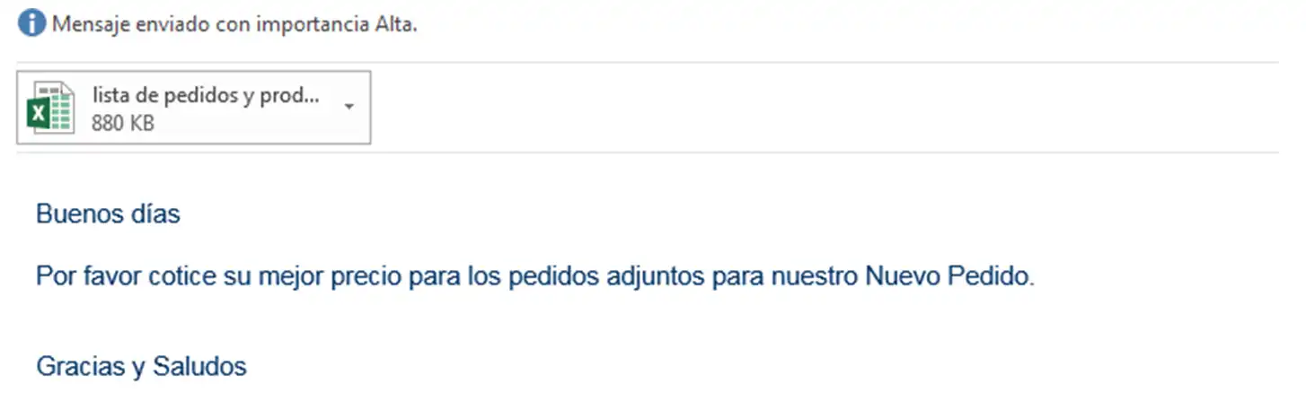Adjunto de correo con malware