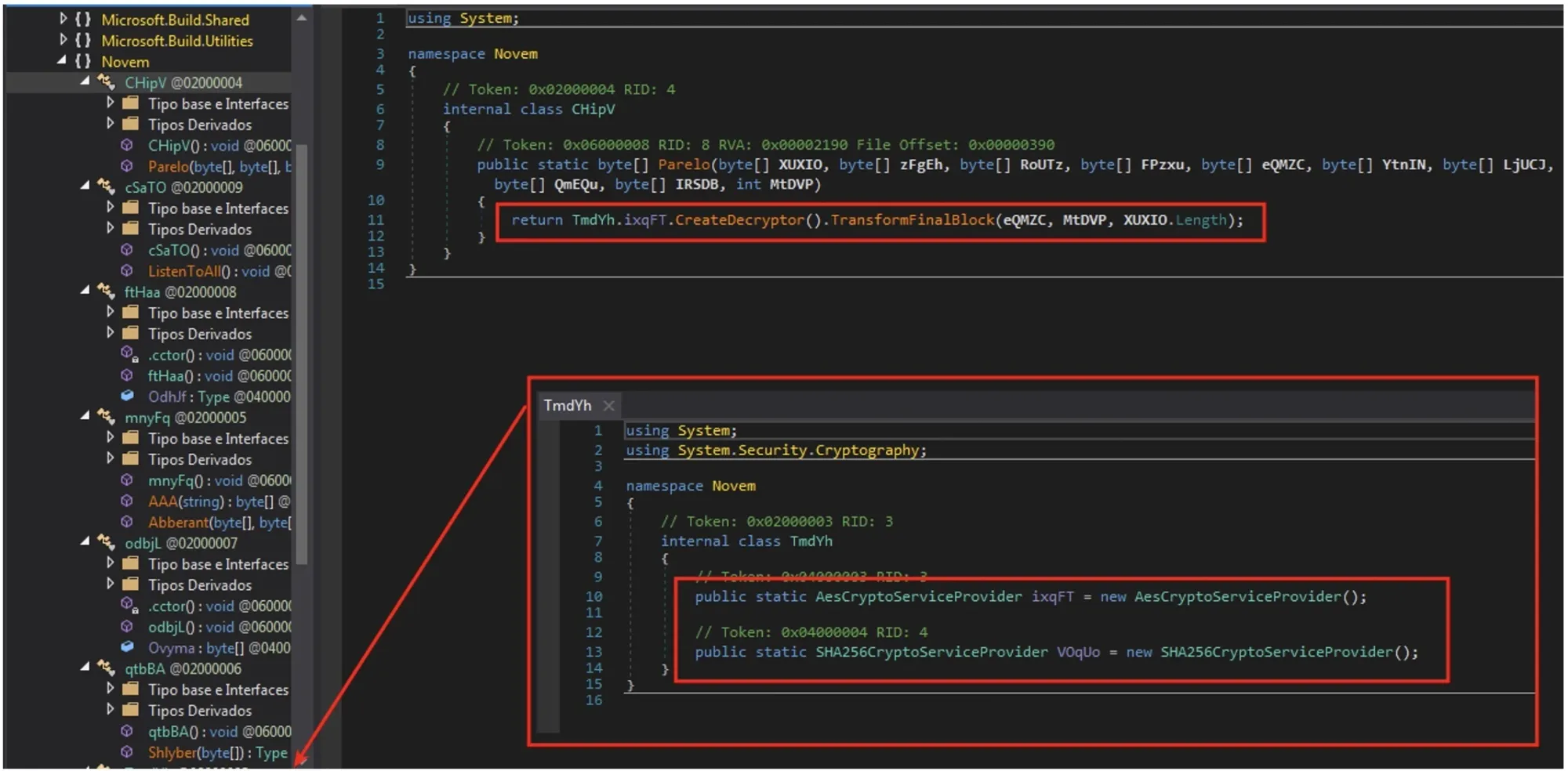 Descifrado para libreria ofuscada para posterior ejecución de Malware