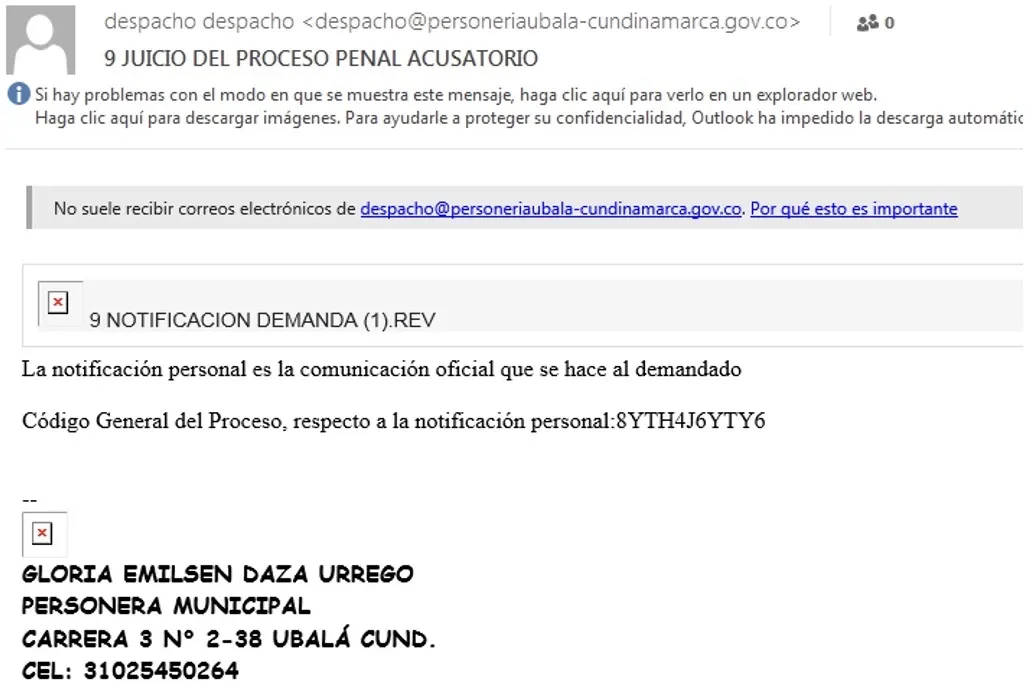Email con malware 