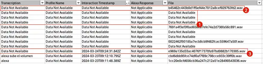 Tipos de archivos remitidos por Amazon