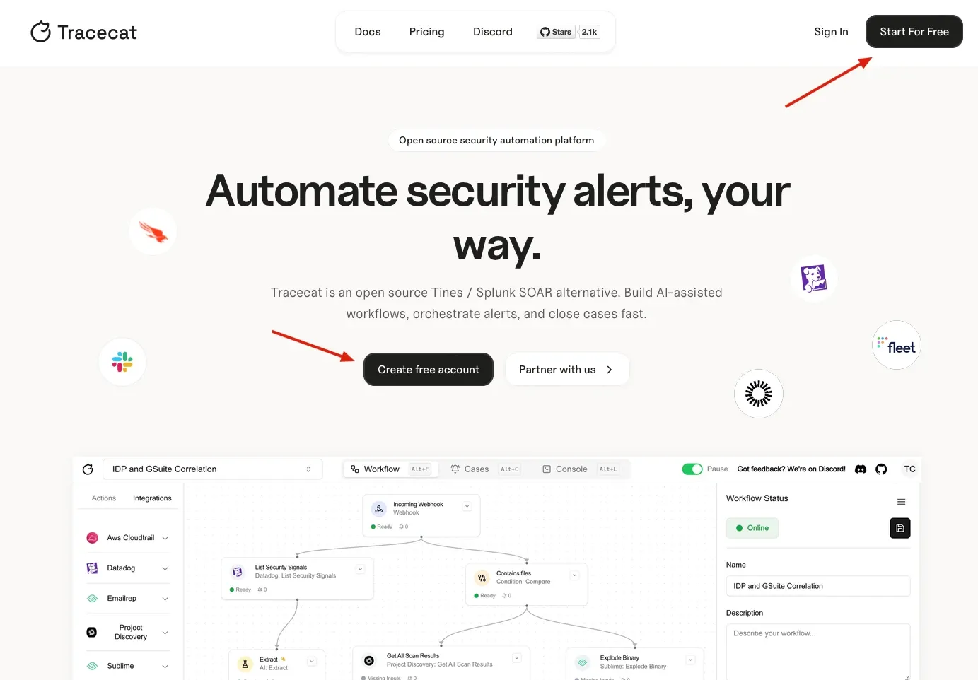 Instancia Cloud SOAR TraceCat