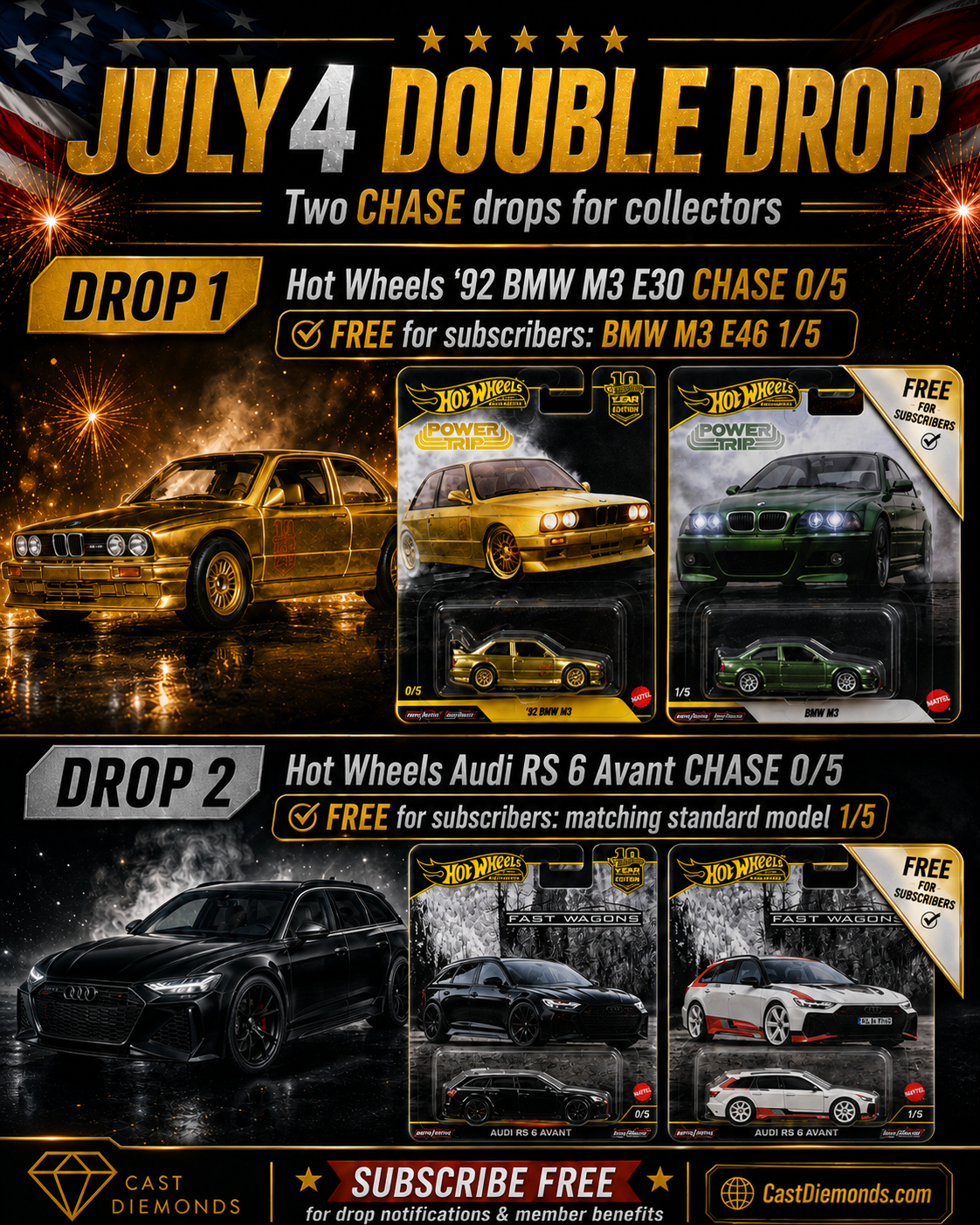 July 4 Drops: Two Hot Wheels CHASE Releases + Free Matching Models for Subscribers