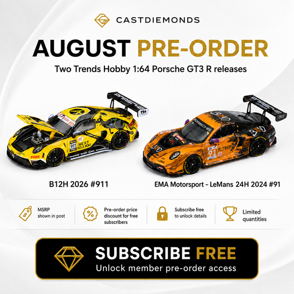 August Pre-Order: Trends Hobby Porsche GT3 R 1:64 Models
