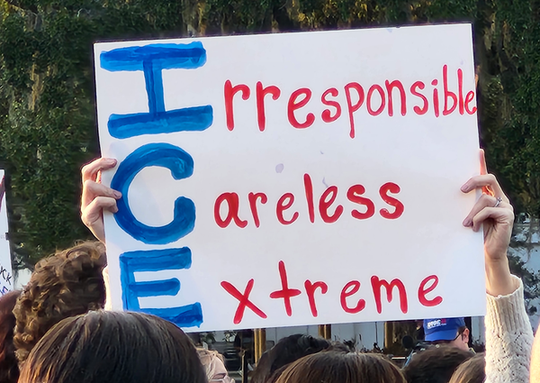 'ICE is not welcome here': emergency protest held in Forsyth Park after death of Dr. Linda Davis