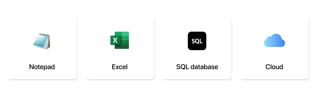 notepad_excel_sqldatabase_cloud