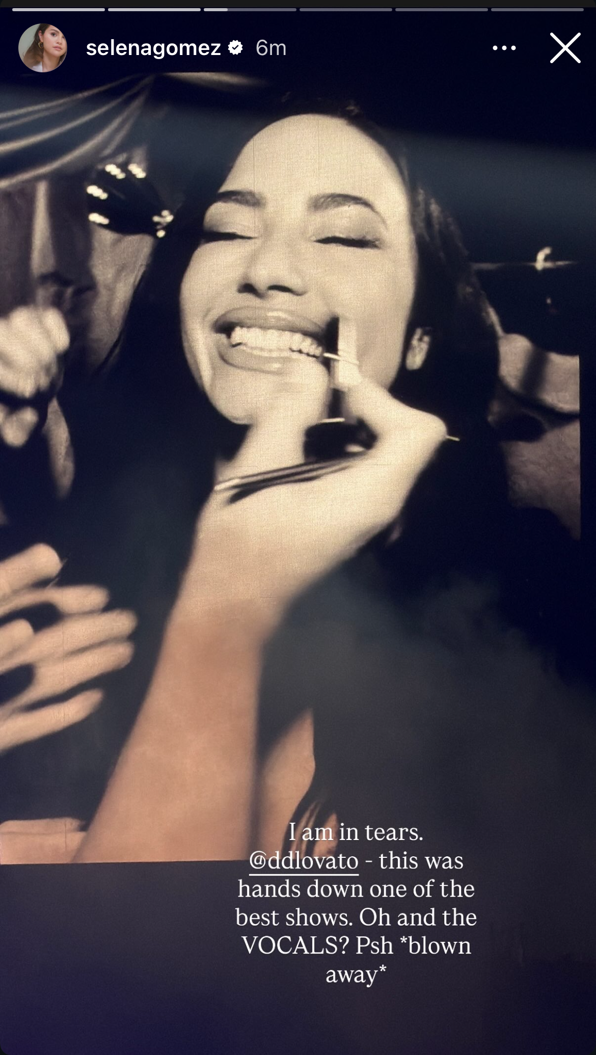 Selena Gomez reflecting on Demi Lovato