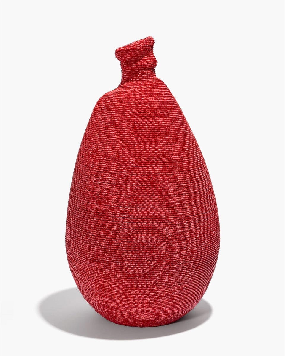 Tall Hand-Beaded Vase