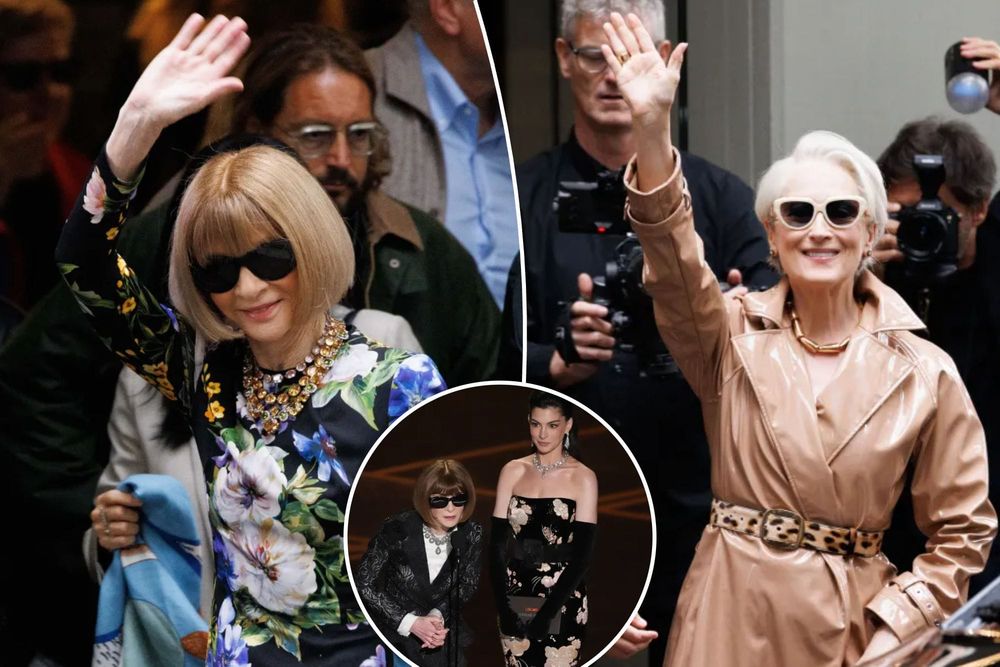 Anna Wintour and Anne Hathaway on the Oscars stage together, March 2, 2025—the staged reunion that confirmed the 'Devil' brand is now a franchise asset, not a liability. Alternatively, a s...