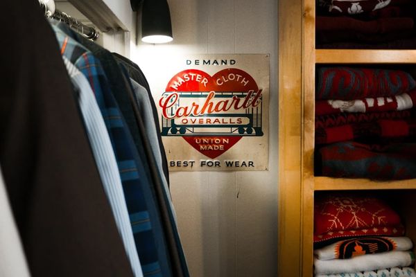 Racks of vintage clothing in a Los Angeles boutique