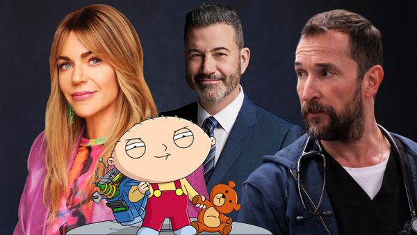 A production soundstage in California with mixed equipment setups — scripted drama lighting next to reality competition camera rigs and animation workstations — showing the format convergence