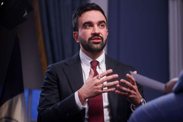 A split-screen visual showing a TikTok interface on one side and a New York City government building or official seal on the other, suggesting the tension between platform dependency and i...