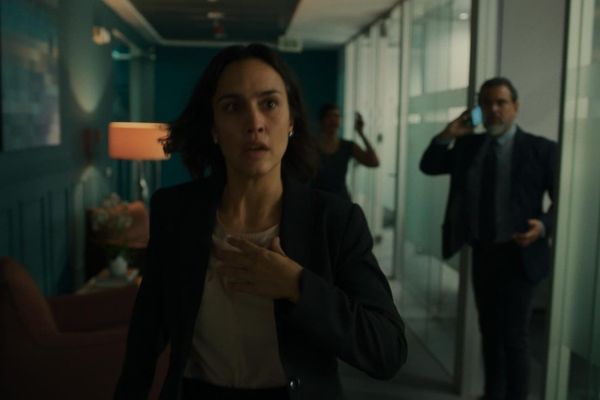 Panama delegation at Málaga Film Festival, or establishing shot of Panama City skyline showing urban infrastructure and coastal geography that bridges continents