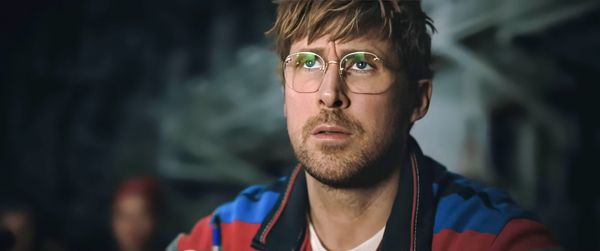 Ryan Gosling in a scene from Project Hail Mary, ideally in the spacecraft or a dramatic sci-fi setting that conveys the film's scale and theatrical appeal