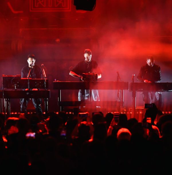 A press photo of Trent Reznor and Boys Noize together, or official album artwork for Nine Inch Noize showing the industrial/techno aesthetic of the collaboration