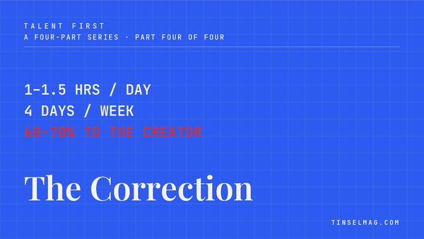 Talent First, Part Four: The Correction — the talent-first standard drawn as blueprint annotations on an electric blue grid