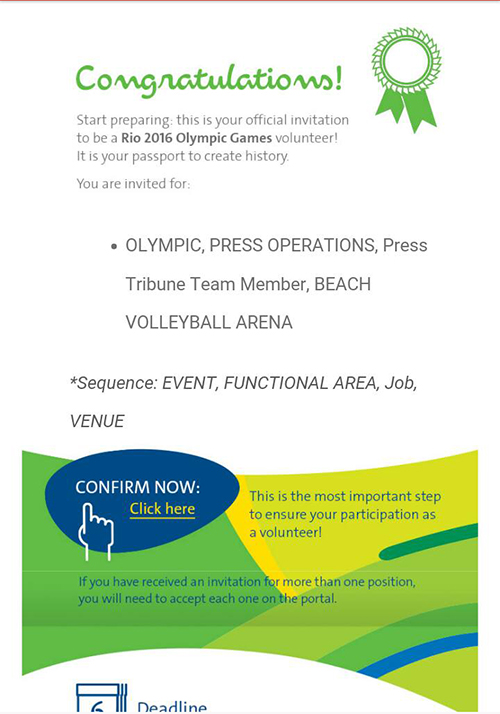 Rio invitation letter