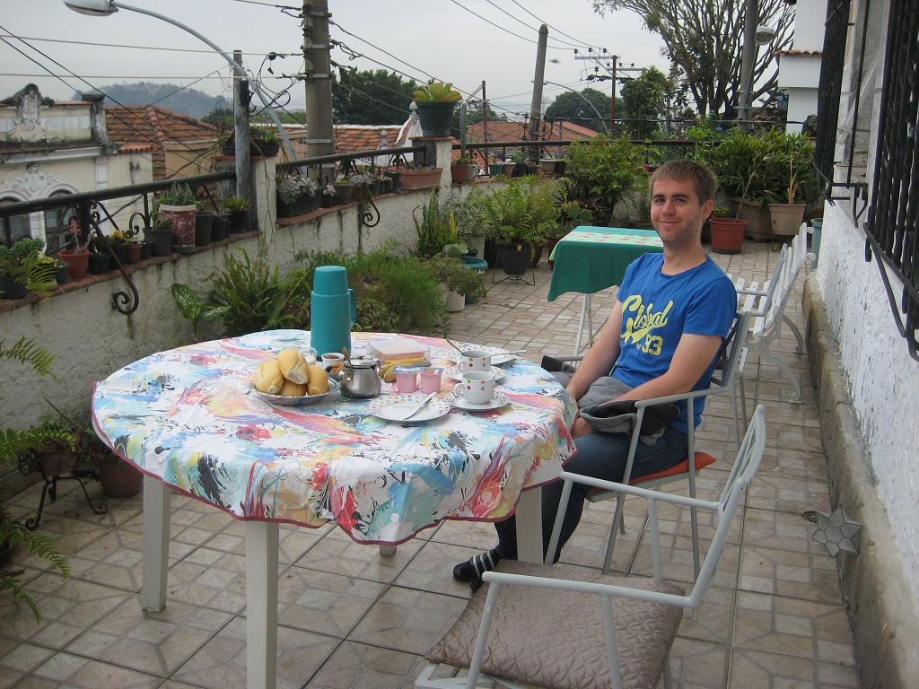 Stig at breakfast table