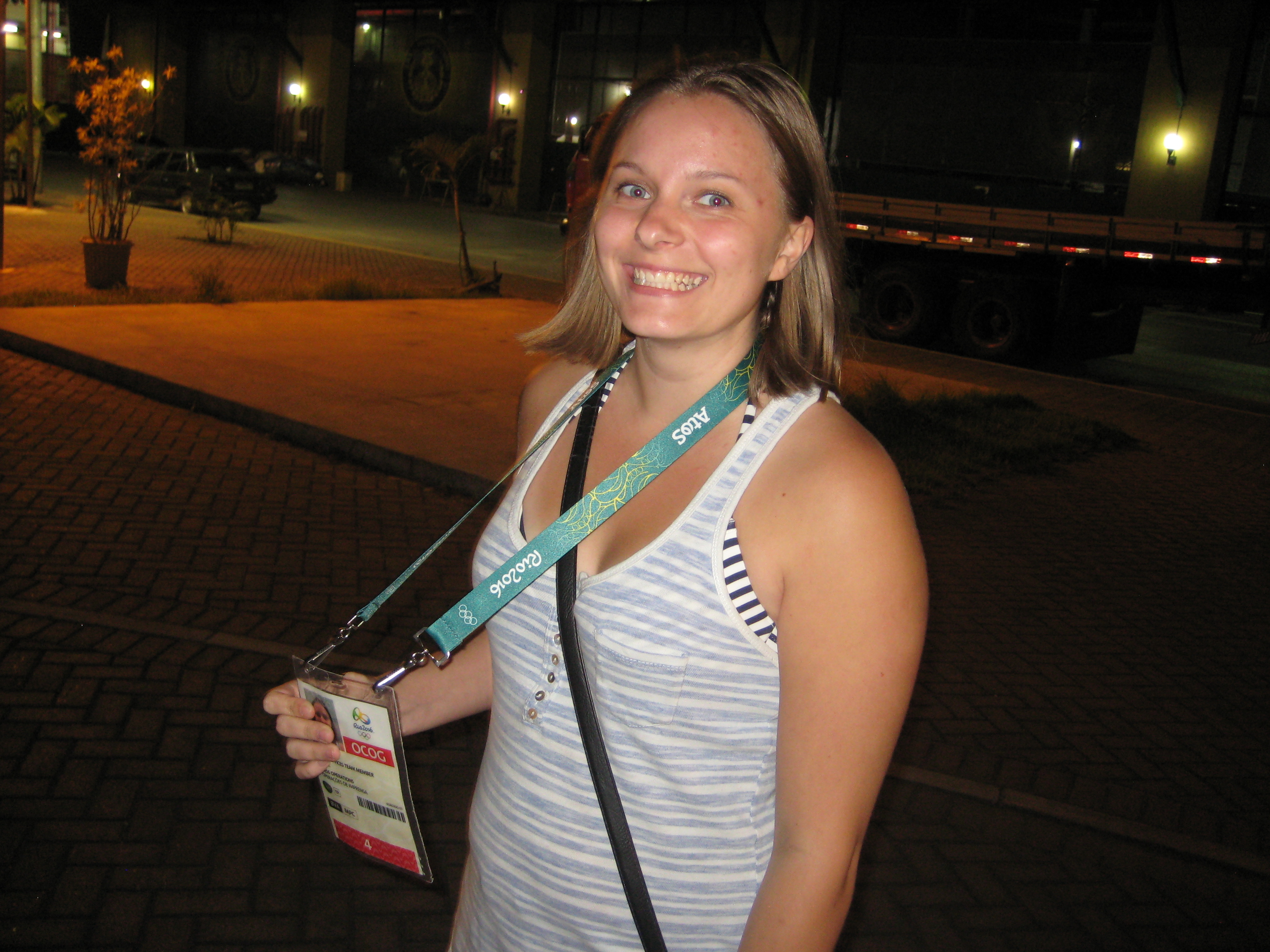 Happy Vivian with access pass