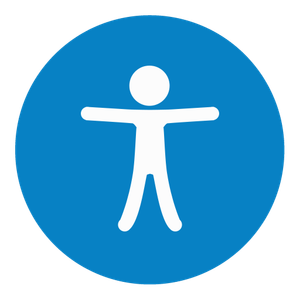 Figure of a person on blue background - Accessibility icon