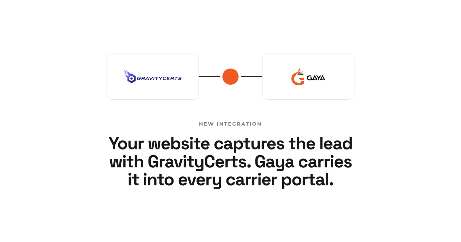 Your Website Captures the Lead with Gravity Certs. Gaya Carries It Into Every Carrier Portal.