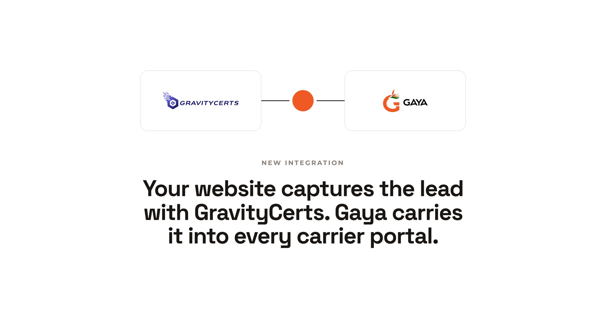 Your Website Captures the Lead with Gravity Certs. Gaya Carries It Into Every Carrier Portal.