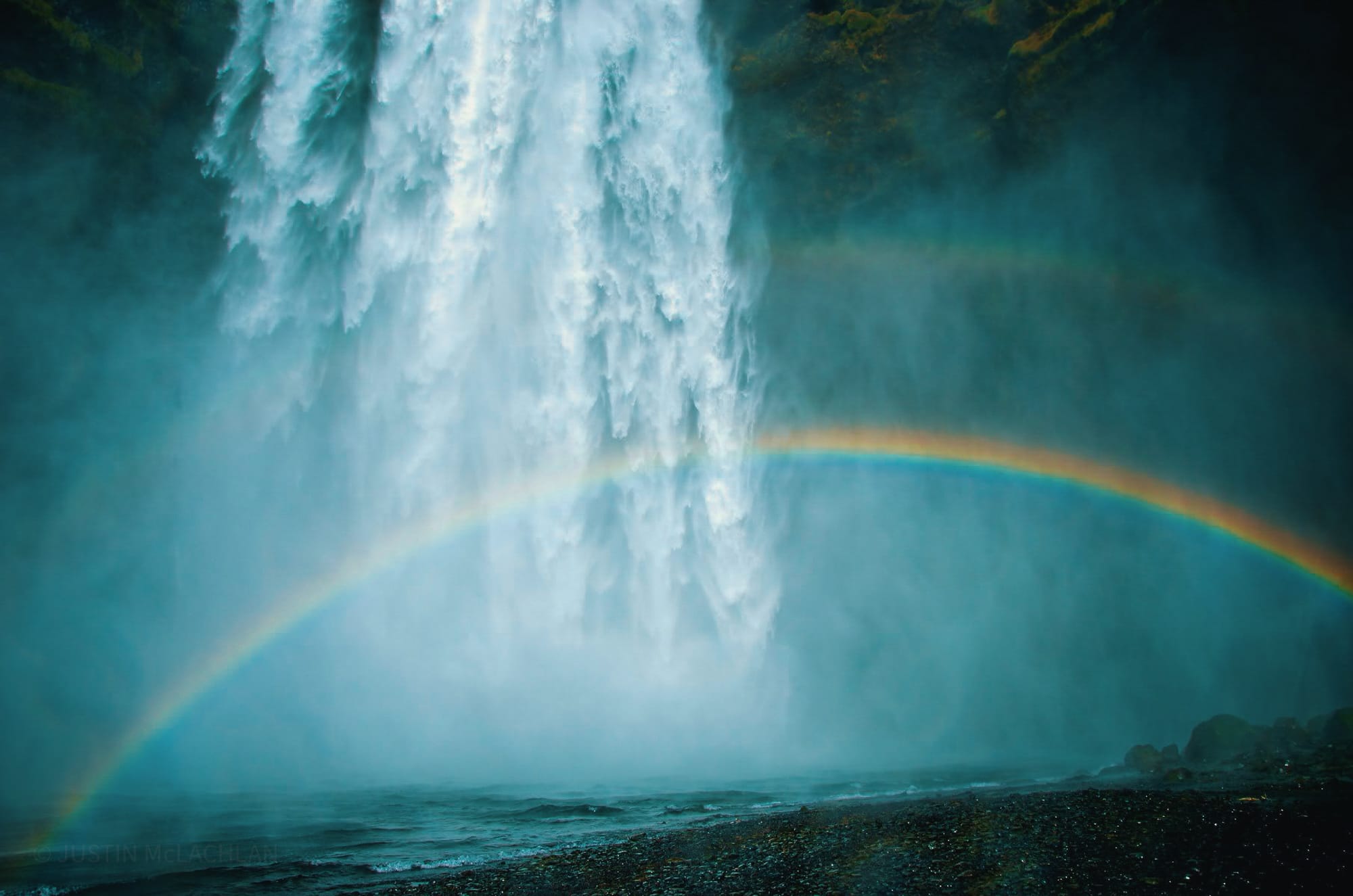 A rainbow in front of Skógafoss in Rangárþing eystra, in the southern region of Iceland. Photo: Justin McLachlan, April 2012.