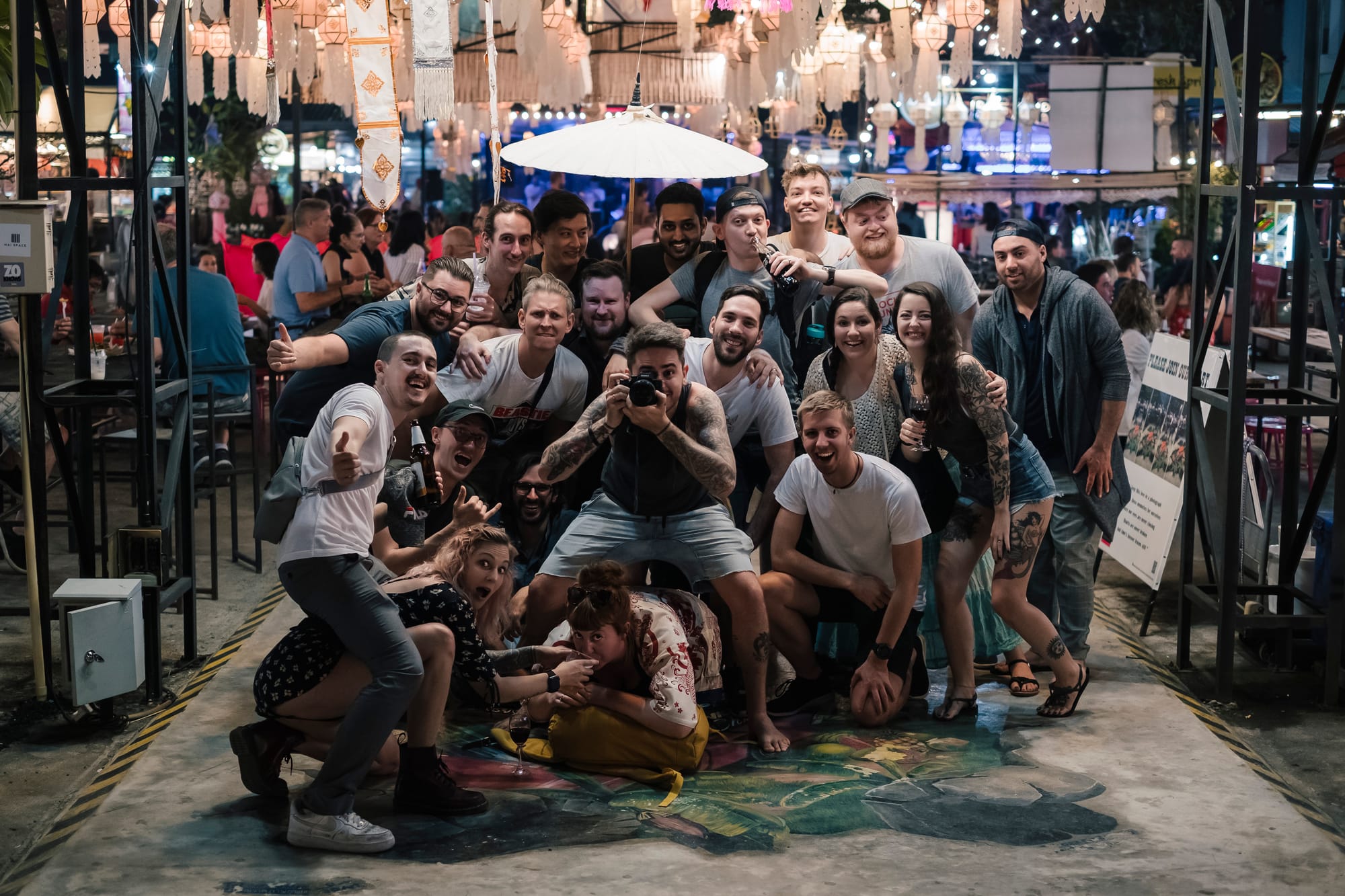 Picture of the Ghost team (+ a few others) at the night market in Chiang Mai