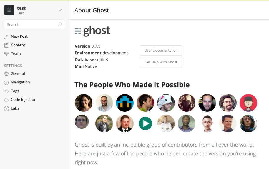 Ghost v0.7.9 Admin