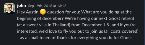 invite to Ghost Thailand retreat