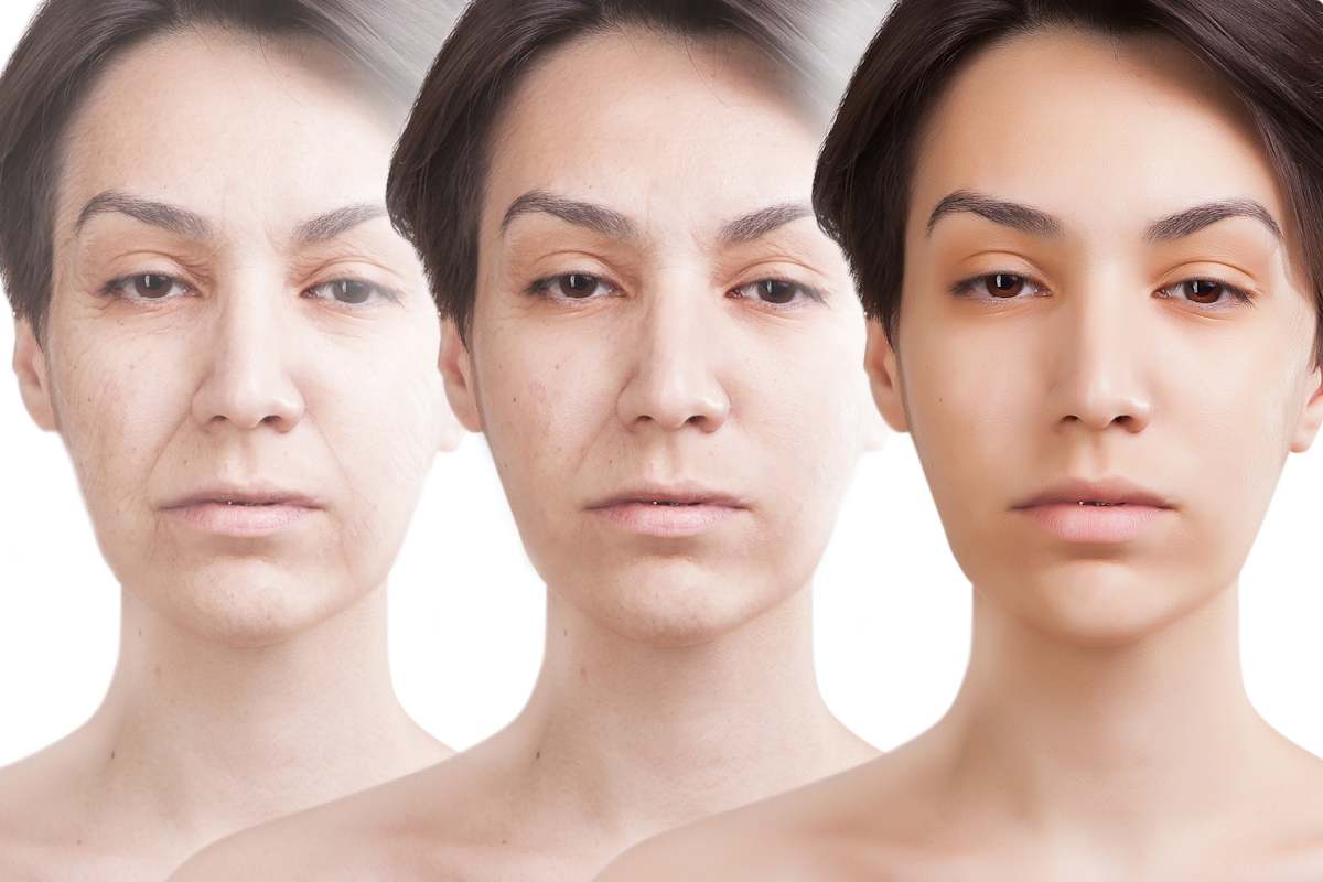 Montage of an ageing woman.