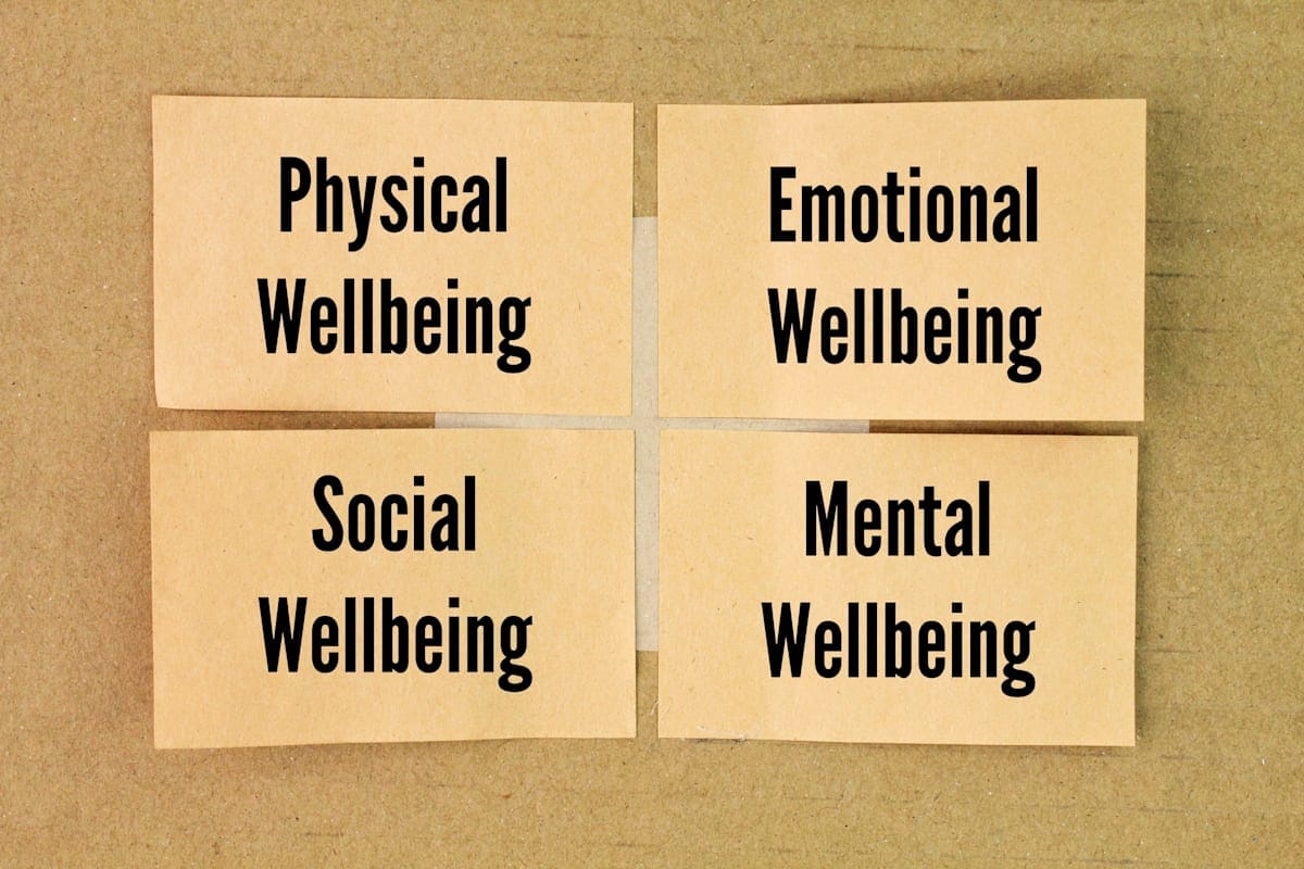 Post it notes on a brown background with the words 