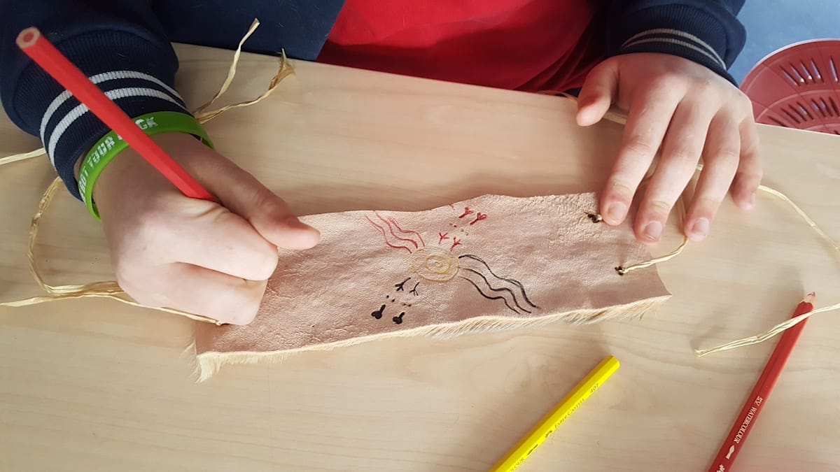 Making a kangaroo medicine band about connecting to Country