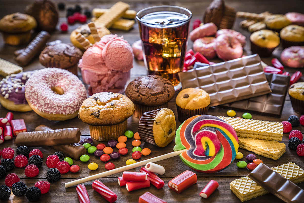 Assortment of high-sugar sweet foods