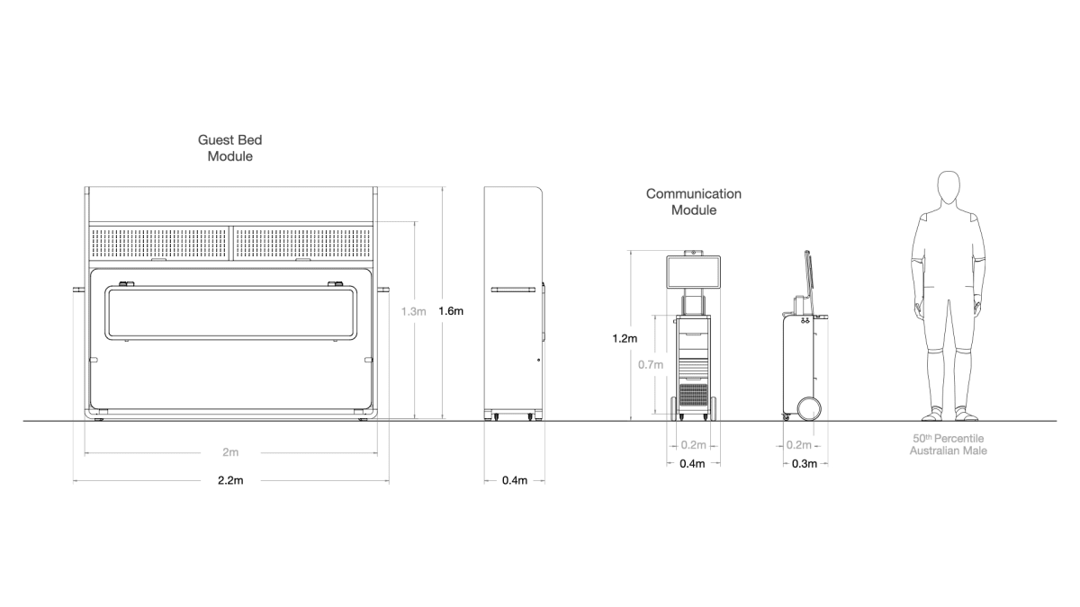 Design drawing of palliative care unit and communications module