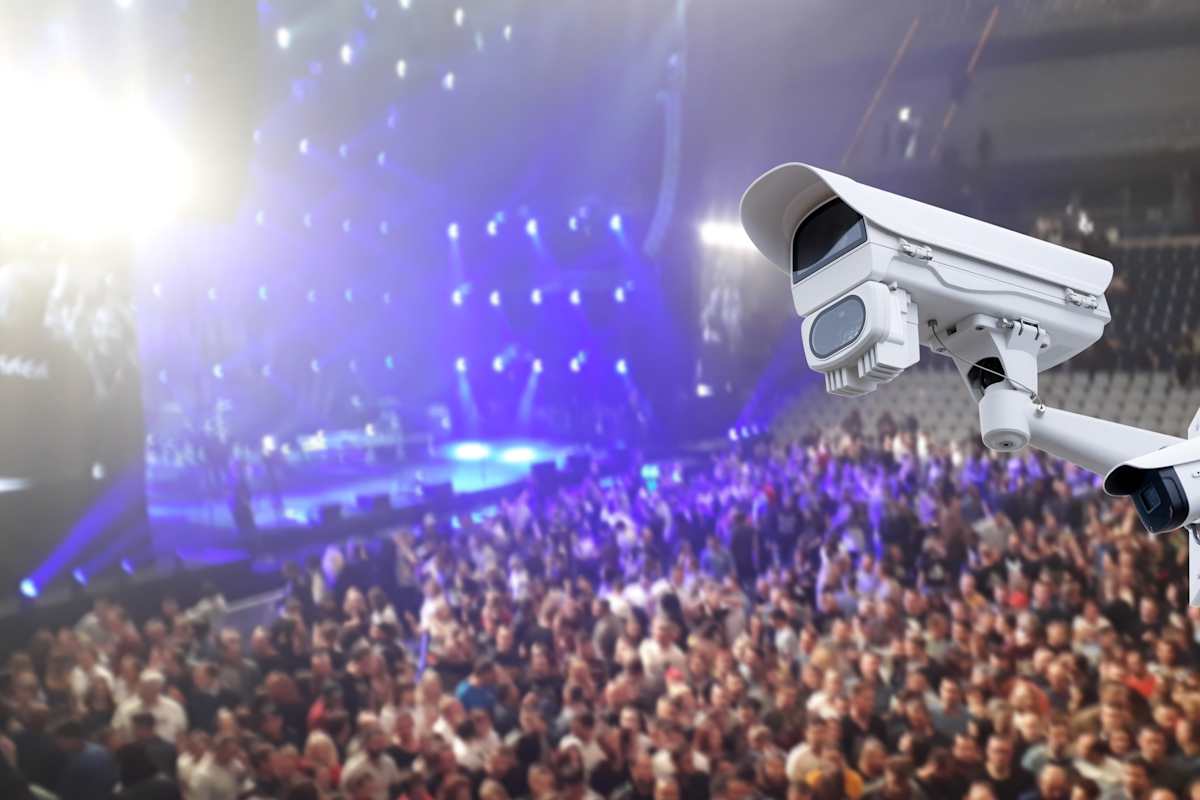 A security camera at a concert.