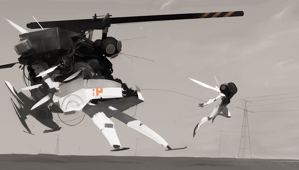 Robot helicopter sketch by Luke Mancini.