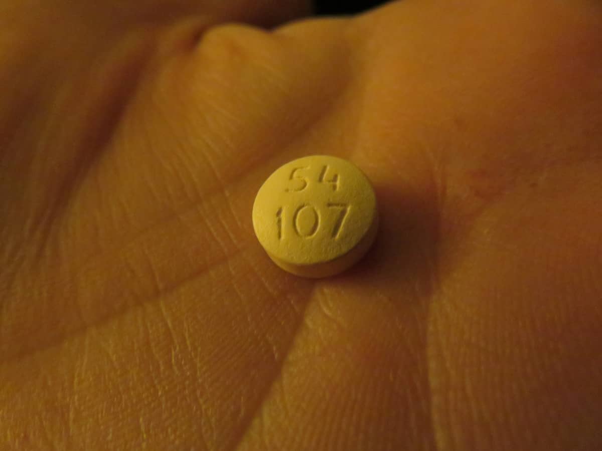 Close-up of a lithium pill with the numbers 